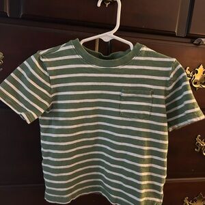 Janie and Jack Green and White Striped Tee